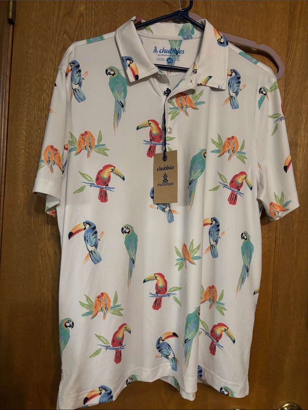 chubbies White Tropical Parrot Print Polo